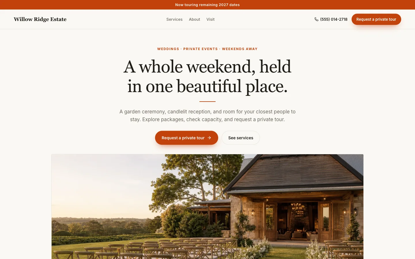 Working wedding & event venues template with example business content