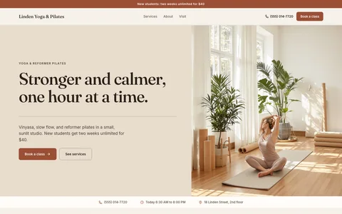 Yoga & pilates studios website template